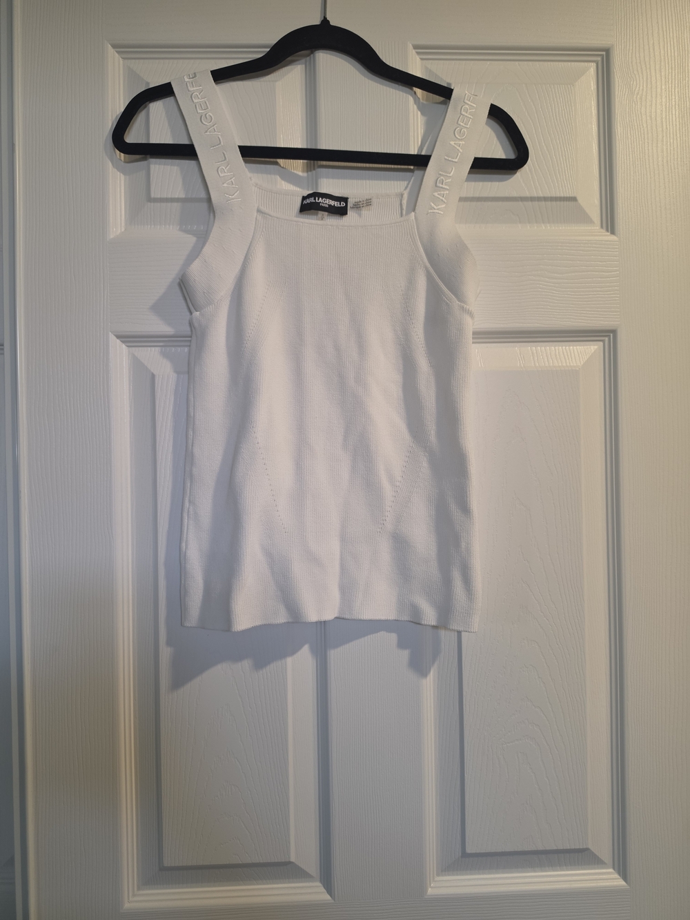 Karl Lagerfeld White Logo Strap Tank Top